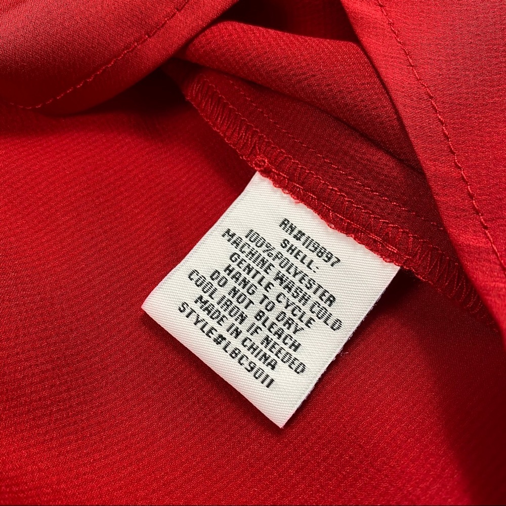 Lucky Brand | Silk Popover Blouse Rich Red - Picture 8 of 8